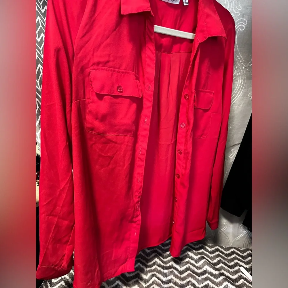Red button down - Picture 3 of 3
